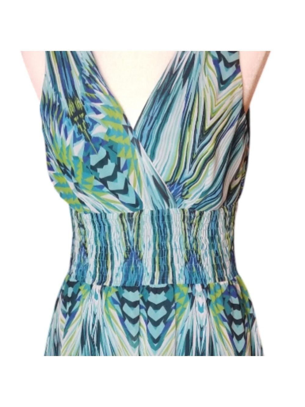 Rabbit Rabbit Rabbit Asymmetrical Blue and Green Sundress - Picture 3 of 6